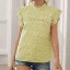 Casual Street Wear Floral Daisy Ocean Blue Loose Scoop Neck Women Blouses 2021 Ruffle Short Sleeve Summer Tops