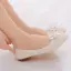 Elegant Beige Pearl Crystal Wedding Shoes 2025 Pointed Toe Flat Wedding Heels