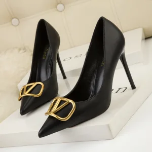 Simple Noire Bureau Ol Escarpins 2022 9 Cm Talons Aiguilles À Bout Pointu Escarpins Talons Hauts