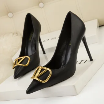 Modest Simple Black Office Ol Pumps 2022 9 Cm Stiletto Heels Pointed Toe Pumps High Heels