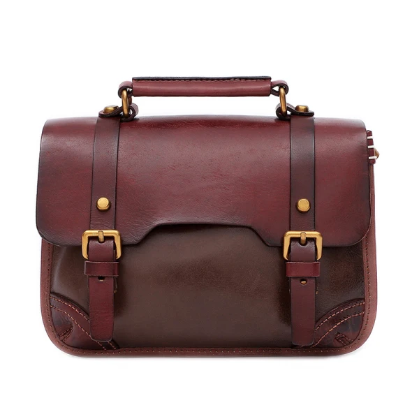 Vintage / Retro Burgundy Casual Leather Women's Bags Shoulder Bags Handbag 2022