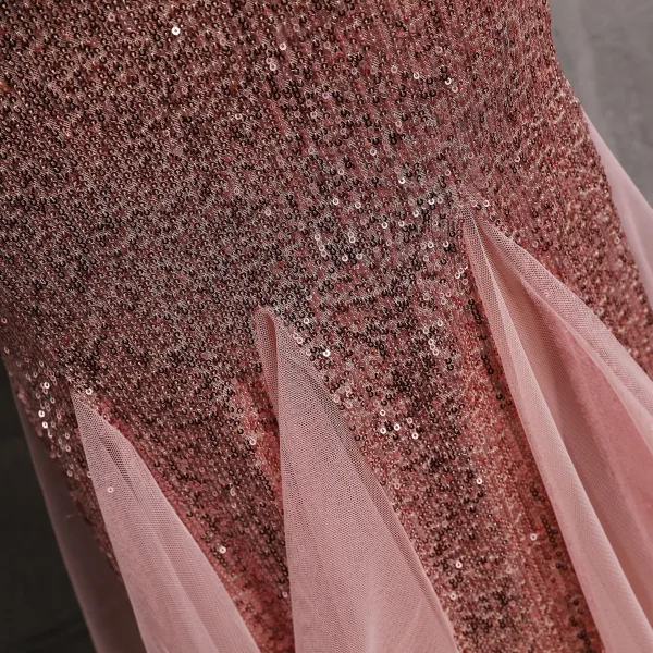 Glitzernden Sexy Gold Pailletten Abendkleider 2022 Meerjungfrau Spaghettiträger Ärmellos Rückenfreies Lange Abend Festliche Kleider