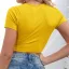 Hauts pour Femmes Noire Bande Serré Col v profond La nuit Manches Courtes Sexy 2021 Tee T-shirt