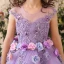 Chic / Beautiful Church Wedding Party Dresses 2017 Flower Girl Dresses Lilac Ball Gown Tea-length Scoop Neck Sleeveless Backless Lace Flower Appliques Sequins Pearl