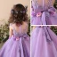 Chic / Beautiful Church Wedding Party Dresses 2017 Flower Girl Dresses Lilac Ball Gown Tea-length Scoop Neck Sleeveless Backless Lace Flower Appliques Sequins Pearl