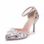 Charmant Multi-Couleurs Faux Diamant Cristal Chaussure De Mariée 2023 Bride Cheville 9 cm Talons Aiguilles À Bout Pointu Mariage Sandales Talons Hauts