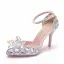 Charmant Multi-Couleurs Faux Diamant Cristal Chaussure De Mariée 2023 Bride Cheville 9 cm Talons Aiguilles À Bout Pointu Mariage Sandales Talons Hauts