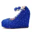 Inhabituel Blanche Perle En Dentelle Fleur Chaussure De Mariée 2022 10 cm Compensées À Bout Rond Mariage Talons Hauts