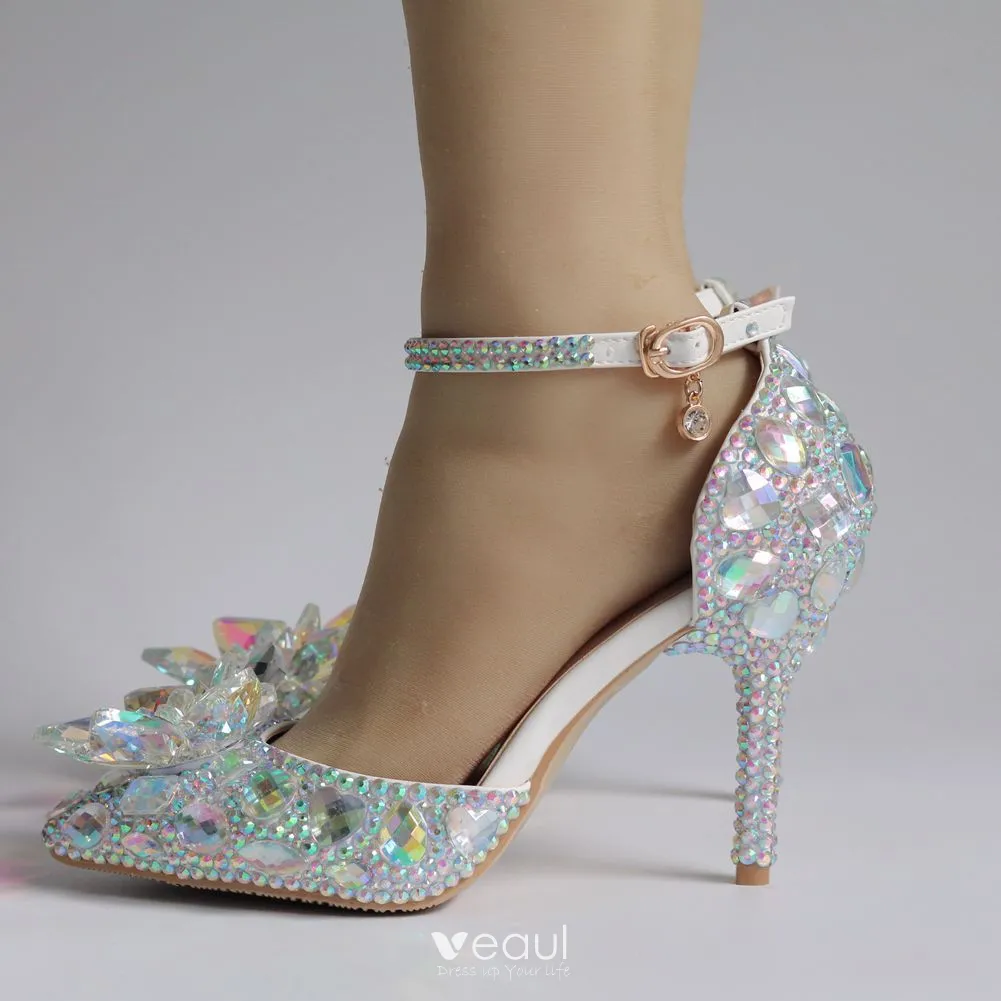 Clear wedding shoes with rhinestones deals