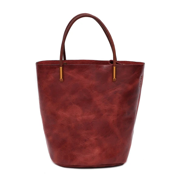 Vintage / Retro Leather Casual Black Tote Bag Shoulder Bags 2022 Women's Bags
