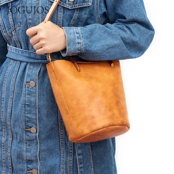 Vintage / Retro Casual Brown Leather Tote Bag Shoulder Bags Women's Bags 2022