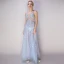 Sexy Bleu Ciel Transparentes Robe De Soirée 2018 Princesse Titulaire Sans Manches Glitter Étoile Tulle Perlage Perle Faux Diamant Longueur Cheville Volants Dos Nu Robe De Ceremonie