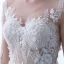 Eleganta Champagne Genomskinliga Bröllopsklänningar 2018 Prinsessa Urringning Långärmad Appliqués Pierced Spets Ruffle Chapel Train