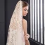 Luxe Champagne Tulle Dentelle Appliques 3 m Jardin / Extérieur Voile De Mariée 2017