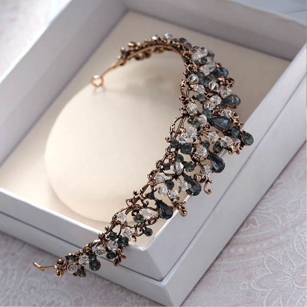 Vintage Grey Bridal Jewelry 2017 Metal Beading Crystal Rhinestone Prom Headpieces Accessories
