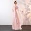Chic / Beautiful Pearl Pink Floor-Length / Long 2018 Evening Dresses  A-Line / Princess U-Neck Tulle Beading Pearl Sequins Evening Party Formal Dresses