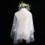 Chic / Beautiful White Short Wedding Veils Appliques Beading Flower Chiffon Wedding Accessories 2019