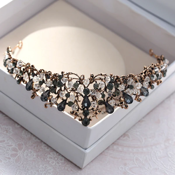 Vintage Grey Bridal Jewelry 2017 Metal Beading Crystal Rhinestone Prom Headpieces Accessories
