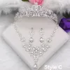 Shipping in 24 hours Same As First Picture Style B Style C Style D Style E Style F Style G Style H Red Silver Crystal Rhinestone Metal Tiara Earrings Necklace Chic / Beautiful 2017 Bridal Jewelry