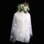 Chic / Beautiful White Short Wedding Veils Appliques Beading Flower Chiffon Wedding Accessories 2019