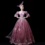 Vintage / Retro Medieval Candy Pink Ball Gown Prom Dresses 2021 V-Neck 1/2 Sleeves 3D Lace Appliques Handmade  Embroidered Flower Lace Satin Cosplay Court Train Prom Formal Dresses