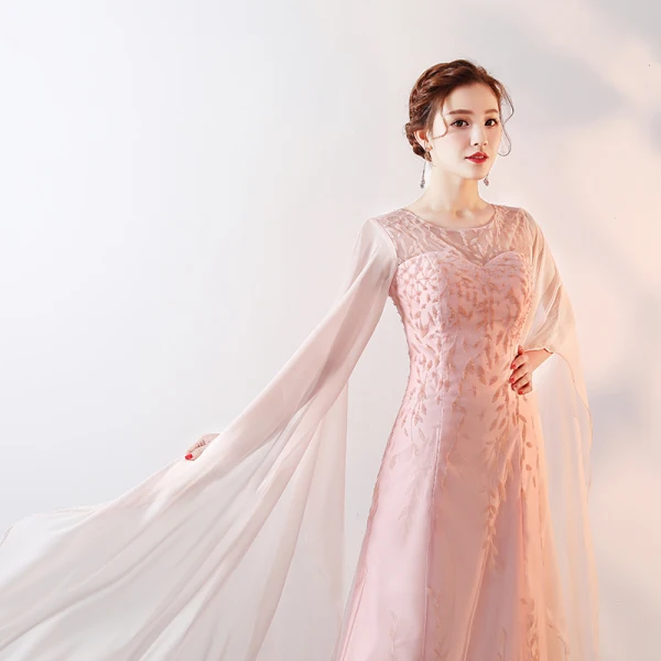 Chic / Beautiful Pearl Pink Floor-Length / Long 2018 Evening Dresses A-Line / Princess U-Neck Tulle Beading Pearl Sequins Evening Party Formal Dresses