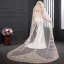 Luxe Champagne Tulle Dentelle Appliques 3 m Jardin / Extérieur Voile De Mariée 2017