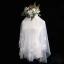 Chic / Beautiful White Short Wedding Veils Appliques Beading Flower Chiffon Wedding Accessories 2019