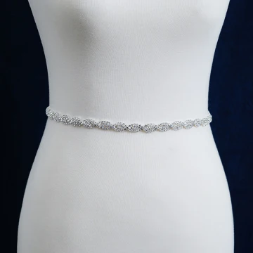 Klassisk Elegant Hvit Bryllup Bånd 2020 Metall Satin Håndlaget Beading Rhinestone Aften Ball Tilbehør