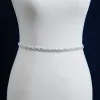Classic Elegant White Wedding Sash 2020 Metal Satin Handmade  Beading Rhinestone Evening Party Prom Accessories