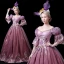 Vintage / Retro Medieval Candy Pink Ball Gown Prom Dresses 2021 V-Neck 1/2 Sleeves 3D Lace Appliques Handmade  Embroidered Flower Lace Satin Cosplay Court Train Prom Formal Dresses