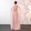 Chic / Beautiful Pearl Pink Floor-Length / Long 2018 Evening Dresses  A-Line / Princess U-Neck Tulle Beading Pearl Sequins Evening Party Formal Dresses