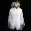 Chic / Beautiful White Short Wedding Veils Appliques Beading Flower Chiffon Wedding Accessories 2019