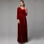 Luxury / Gorgeous Burgundy Mother Of The Bride Dresses 2020 Floor-Length / Long A-Line / Princess Long Sleeve V-Neck Backless Wedding Evening Party Wedding Party Dresses