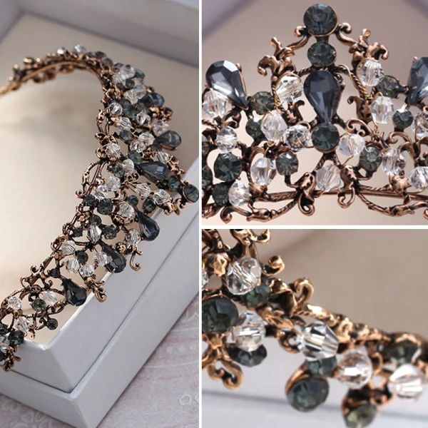 Vintage Grey Bridal Jewelry 2017 Metal Beading Crystal Rhinestone Prom Headpieces Accessories