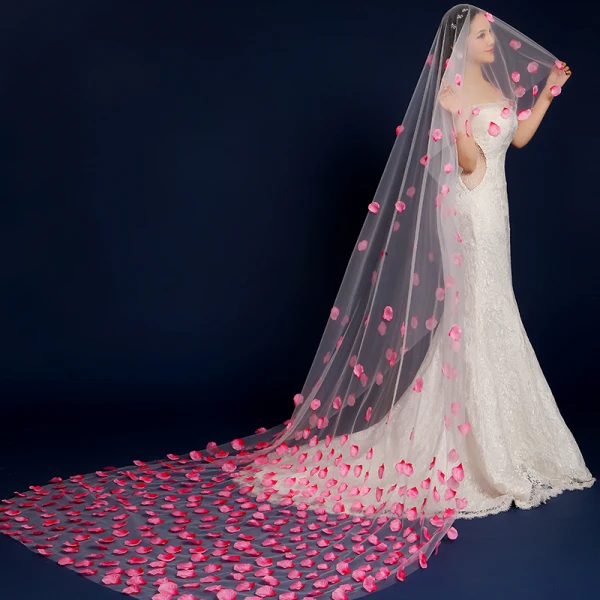 Fée Des Fleurs Violet Chapel Train Mariage Dos Nu Tulle Voile De Mariée 2018