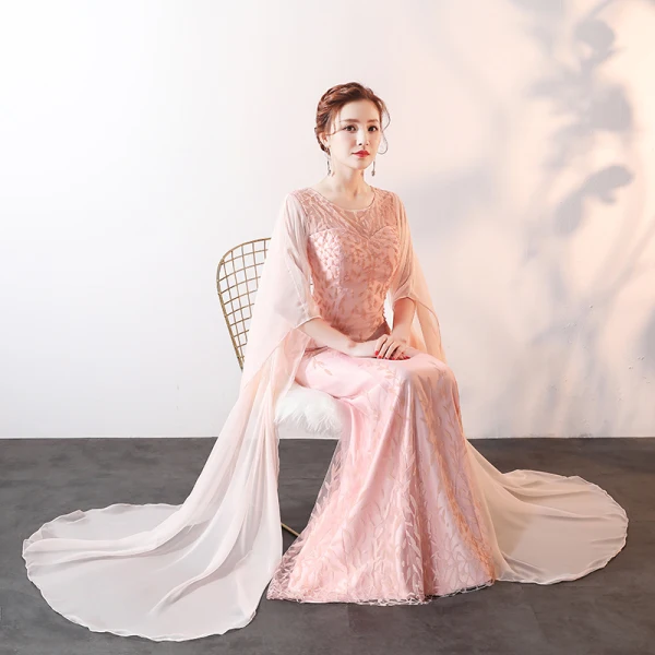 Chic / Beautiful Pearl Pink Floor-Length / Long 2018 Evening Dresses A-Line / Princess U-Neck Tulle Beading Pearl Sequins Evening Party Formal Dresses