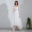 Modern / Fashion White Asymmetrical Wedding 2018 A-Line / Princess Tulle Lace-up Crystal Strapless Beach Wedding Dresses