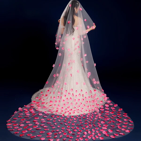 Fée Des Fleurs Violet Chapel Train Mariage Dos Nu Tulle Voile De Mariée 2018