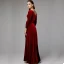 Luxury / Gorgeous Burgundy Mother Of The Bride Dresses 2020 Floor-Length / Long A-Line / Princess Long Sleeve V-Neck Backless Wedding Evening Party Wedding Party Dresses