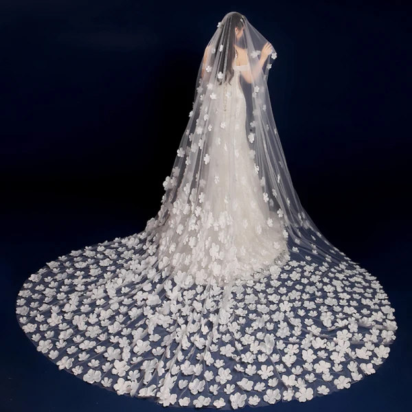 Fée Des Fleurs Violet Chapel Train Mariage Dos Nu Tulle Voile De Mariée 2018
