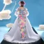 Chic / Beautiful Church Wedding Party Dresses 2017 Flower Girl Dresses Sky Blue A-Line / Princess Court Train V-Neck Long Sleeve Backless Flower Appliques Rhinestone Feather Artificial Flowers