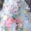 Chic / Beautiful Church Wedding Party Dresses 2017 Flower Girl Dresses Sky Blue A-Line / Princess Court Train V-Neck Long Sleeve Backless Flower Appliques Rhinestone Feather Artificial Flowers
