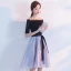 Chic / Beautiful Homecoming Graduation Dresses 2017 Black Sky Blue A-Line / Princess Knee-Length Off-The-Shoulder Backless 1/2 Sleeves Sash Lace Formal Dresses