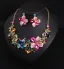 Fint Multi-Färger Rhinestone Blomma Bal Örhängen Halsband 2023 Legering