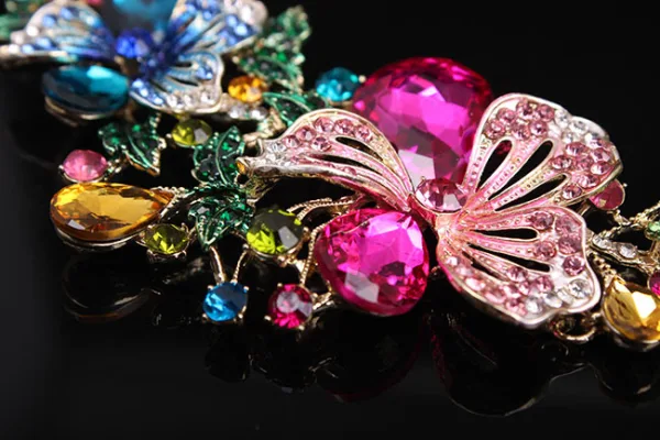 Fint Multi-Färger Rhinestone Blomma Bal Örhängen Halsband 2023 Legering