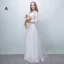 Chic / Beautiful Church Wedding Dresses 2017 Lace Appliques Square Neckline 3/4 Sleeve Backless Sash A-Line / Princess Floor-Length / Long Wedding Dresses A Line/ Princess Wedding Dresses
