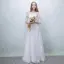Chic / Beautiful Church Wedding Dresses 2017 Lace Appliques Square Neckline 3/4 Sleeve Backless Sash A-Line / Princess Floor-Length / Long Wedding Dresses A Line/ Princess Wedding Dresses