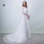 Chic / Beautiful Church Wedding Dresses 2017 Lace Appliques Square Neckline 3/4 Sleeve Backless Sash A-Line / Princess Floor-Length / Long Wedding Dresses A Line/ Princess Wedding Dresses