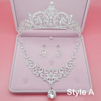 Snygga / Fina Brudsmycken 2017 Silver Kristall Rhinestone Metall Tiara Örhängen Halsband